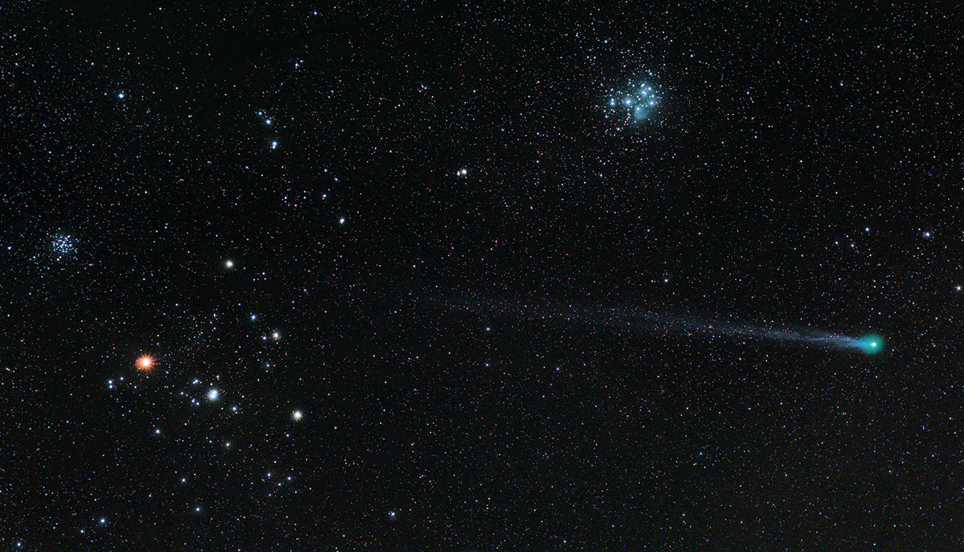 Comet lovejoy and the pleiades